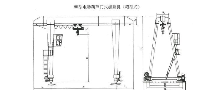 20吨MH型包厢式单梁门式蜜桃视频APP下载机结构图 20吨MH型包厢式单梁门式蜜桃视频APP下载机结构图