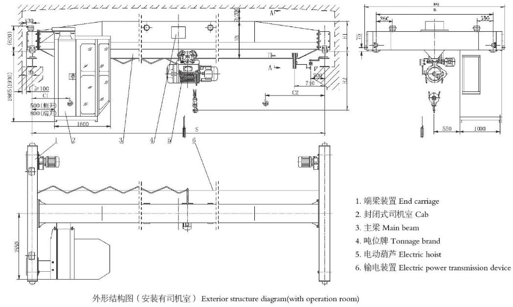 LDA型电动单梁桥式蜜桃视频APP下载机结构图 LDA型电动单梁桥式蜜桃视频APP下载机结构图