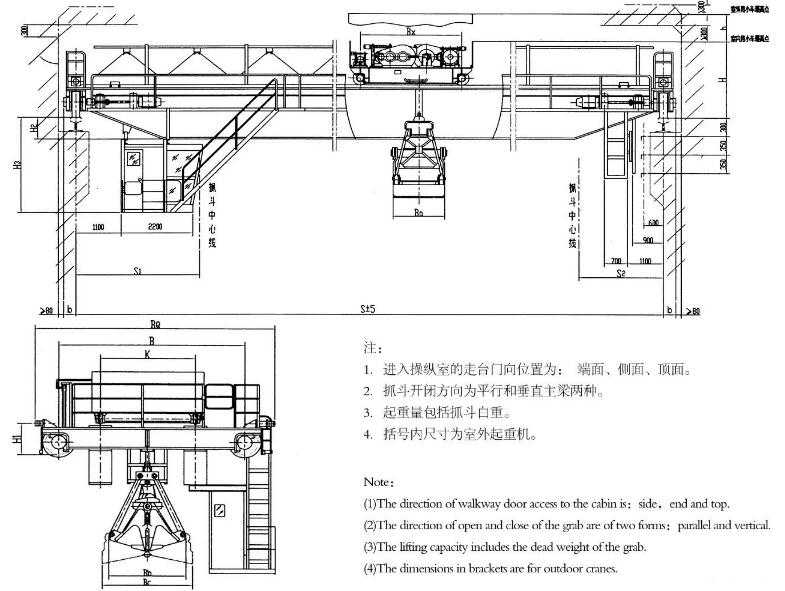 双梁抓斗桥式蜜桃视频APP下载机结构图 双梁抓斗桥式蜜桃视频APP下载机结构图